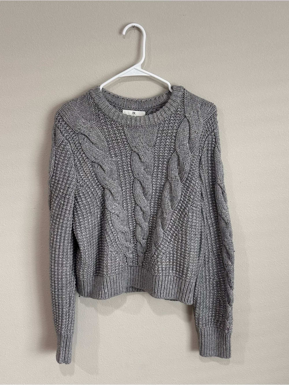 Banana Republic Cotton Wool Cable Knit Sweater - Light Gray